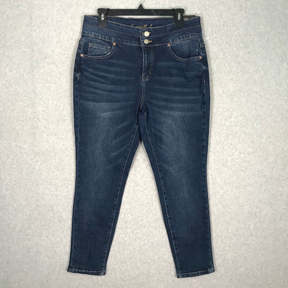 Copper Hash Jeans Womens 12P Blue Skinny Ankle Curvy Petite Short Whiskers